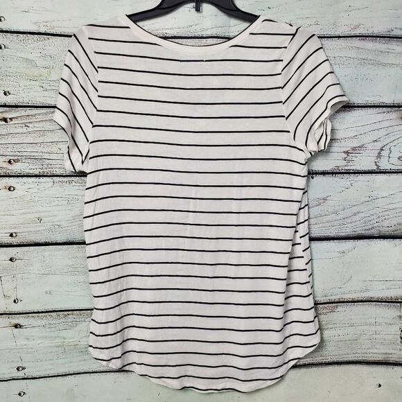 Maurices Large White Navy Stripe V-Neck SS Tunic - Picture 4 of 8